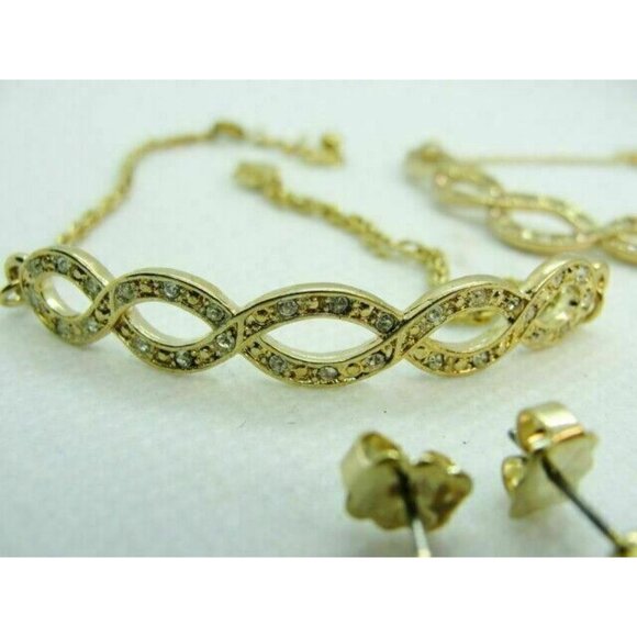 Womans Avon Jewelry Bracelet Necklace Earrings Gold Tone 3pc Set w Box Gift Girl - Picture 4 of 10